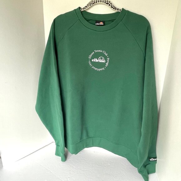 Ellesse Tennis Club Voliero Sweatshirt Mens XL Green Crew Neck Unisex Perugia - Picture 6 of 7